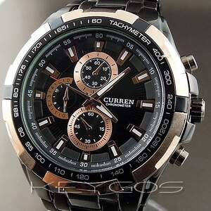 Наручные часы LUXURY SPORT MEN FASHION из черной золотистой стали