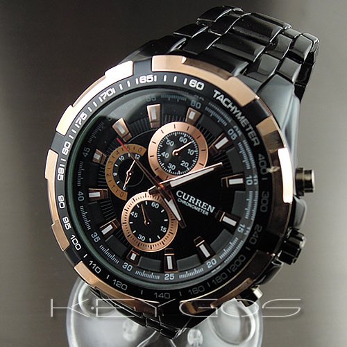 Наручные часы LUXURY SPORT MEN FASHION из черной золотистой стали