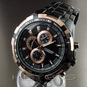 Наручные часы LUXURY SPORT MEN FASHION из черной золотистой стали